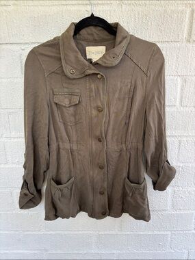 Sky and Sparrow Utility Green Zip Up Cotton Jacket sz S